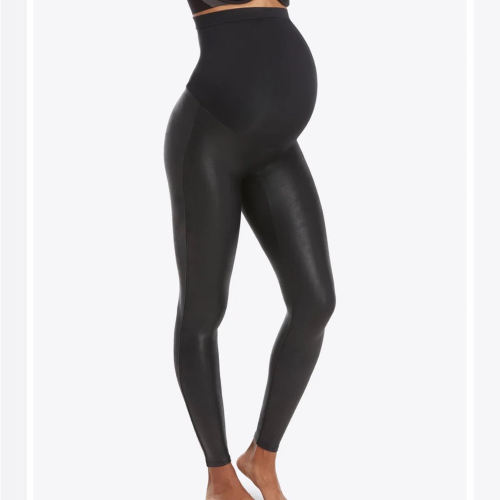 Spanx faux leather maternity leggings